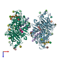 PDB entry 5fkb coloured by chain, top view.