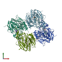 PDB entry 5fkj coloured by chain, front view.