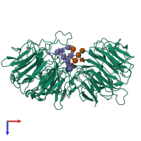 PDB entry 5fks coloured by chain, top view.