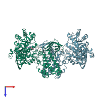PDB entry 5fl0 coloured by chain, top view.
