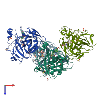 PDB entry 5fl5 coloured by chain, top view.