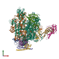 PDB entry 5flm coloured by chain, front view.