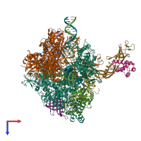 PDB entry 5flm coloured by chain, top view.