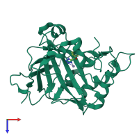 PDB entry 5flo coloured by chain, top view.