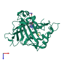 PDB entry 5flp coloured by chain, top view.