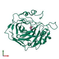 PDB entry 5flt coloured by chain, front view.