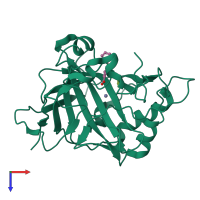 PDB entry 5flt coloured by chain, top view.