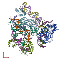 PDB entry 5flv coloured by chain, front view.