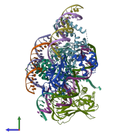 PDB entry 5flv coloured by chain, side view.