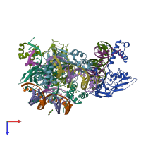 PDB entry 5flv coloured by chain, top view.