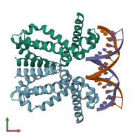 PDB entry 5fmp coloured by chain, front view.