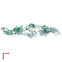 PDB entry 5fmv coloured by chain, top view.