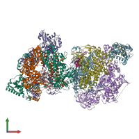PDB entry 5fmz coloured by chain, front view.