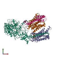PDB entry 5fn2 coloured by chain, front view.