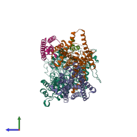PDB entry 5fn3 coloured by chain, side view.