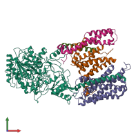 PDB entry 5fn4 coloured by chain, front view.