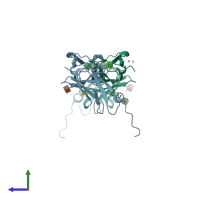 PDB entry 5fn7 coloured by chain, side view.