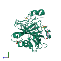 PDB entry 5fnj coloured by chain, side view.