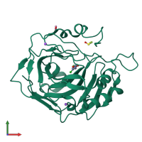 PDB entry 5fnk coloured by chain, front view.