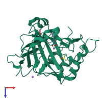PDB entry 5fnk coloured by chain, top view.