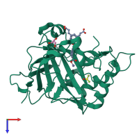 PDB entry 5fnl coloured by chain, top view.