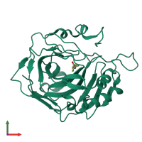 PDB entry 5fnm coloured by chain, front view.