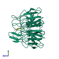 PDB entry 5fnq coloured by chain, side view.