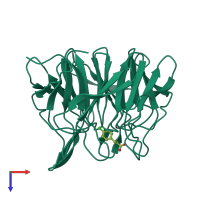 PDB entry 5fnq coloured by chain, top view.