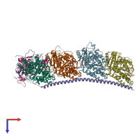 PDB entry 5fnv coloured by chain, top view.