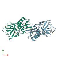 PDB entry 5fo3 coloured by chain, front view.