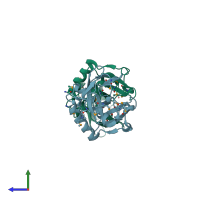 PDB entry 5fo3 coloured by chain, side view.