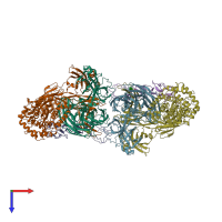 PDB entry 5fo9 coloured by chain, top view.