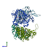 PDB entry 5fog coloured by chain, side view.