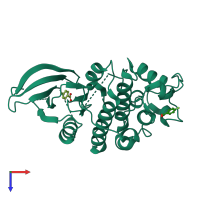 PDB entry 5fp5 coloured by chain, top view.