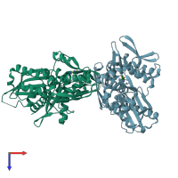 PDB entry 5fpd coloured by chain, top view.