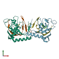 PDB entry 5fpf coloured by chain, front view.