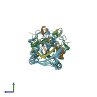 PDB entry 5fpf coloured by chain, side view.