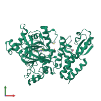 PDB entry 5fpl coloured by chain, front view.