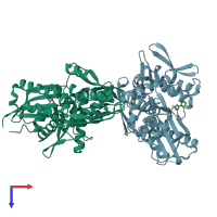 PDB entry 5fpm coloured by chain, top view.