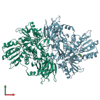 PDB entry 5fpt coloured by chain, front view.