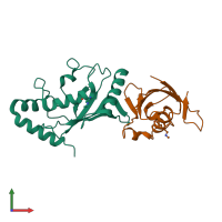 PDB entry 5fq2 coloured by chain, front view.
