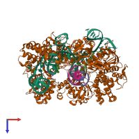 PDB entry 5fq5 coloured by chain, top view.