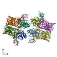 PDB entry 5fq6 coloured by chain, front view.