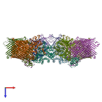 PDB entry 5fq6 coloured by chain, top view.