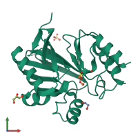 PDB entry 5fqa coloured by chain, front view.