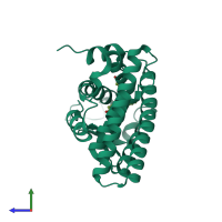 PDB entry 5fqp coloured by chain, side view.