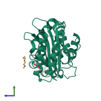 PDB entry 5fqq coloured by chain, side view.