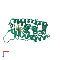 PDB entry 5fqt coloured by chain, top view.