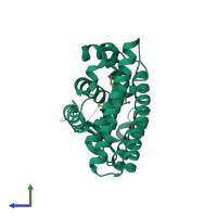 PDB entry 5fqv coloured by chain, side view.