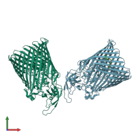 PDB entry 5fr8 coloured by chain, front view.
